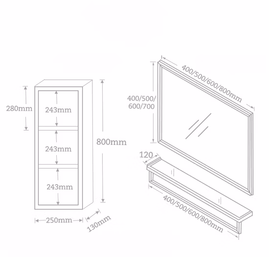Custom Bathroom Mirror Cabinet Stainless Steel Kitchen Cabinet