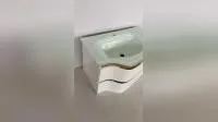 White Color PVC Bathroom Cabinet, PVC Bathroom Vanity Cabinet with Ceramic Basin