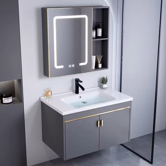 Customized Watermark 304 316 Stainless Steel Standing Modern White Bathroom Laundry Double Sink Cabinet