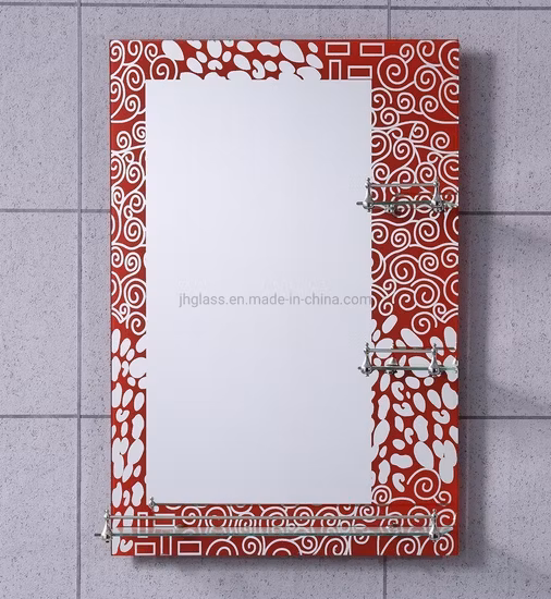 Wholesale Factory Home Decoration Wall Mounted Double Layer Cosmetice Make up Home Decorative Vanity Mirror Furniture Shelf Mirror Resin Bathroom Mirror