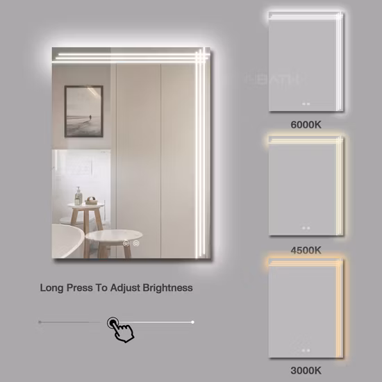 Ortonbath LED Mirror Bathroom Wall Mounted Vanity Mirror, Dimmable Anti