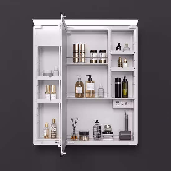 Plywood Bathroom Furniture with Bathroom Mirror Cabinet and Ceramic Basin